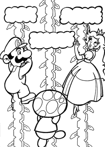 Coloring page Luigi and the princess